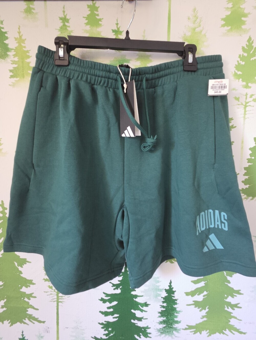 Adidas Men's Green Athletic Fleece Shorts with Logo